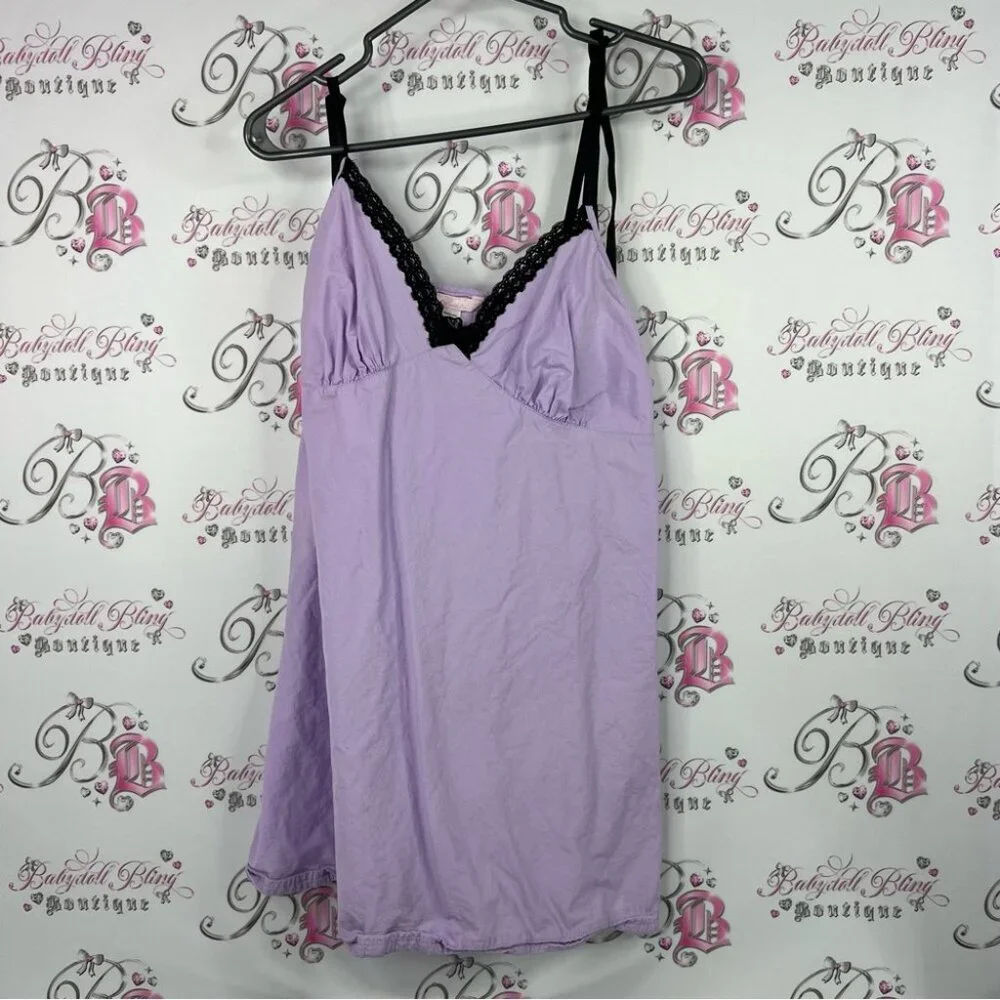 Dress lace detail purple lilac nighty Lavender Lace Trim Nightgown